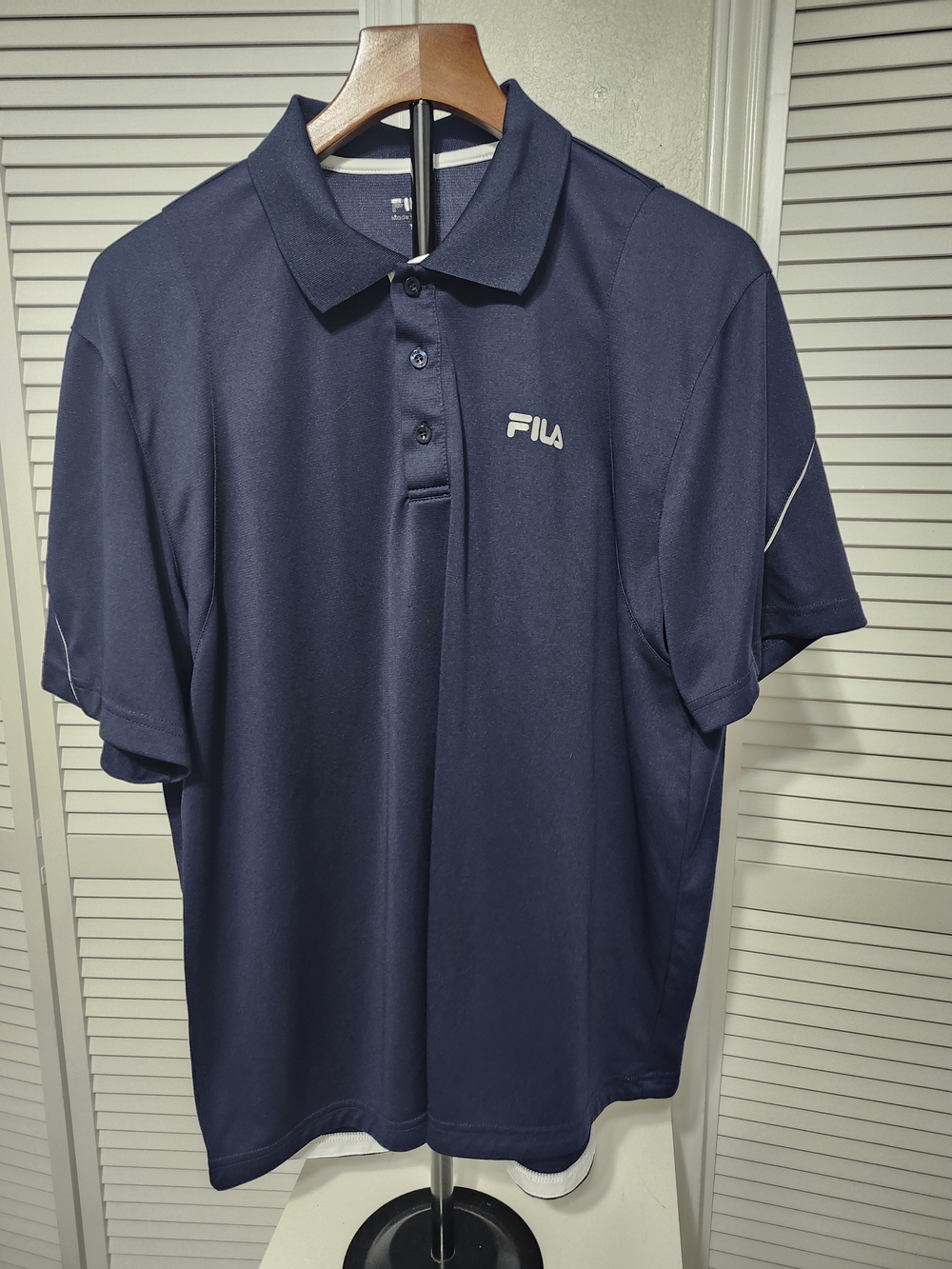FILA Men's Dark Navy Short-Sleeve Polo with Logo